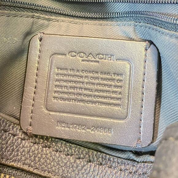 Coach Eddie 31 Medium Shoulder Leather Bag/Purse Navy Blue Patchwork and Silver - Picture 2 of 14